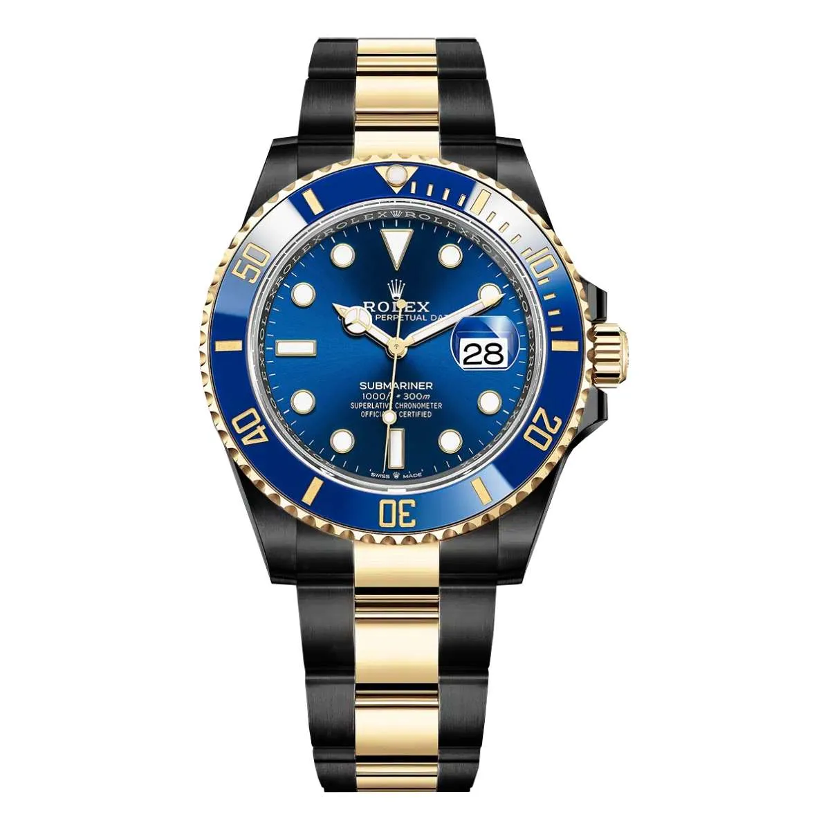 Rolex Submariner Date 41mm | Two-Tone Black PVD Stainless steel & 18k Yellow Gold bracelet | Royal blue dial | Men's Watch 126613lb-0002 (PVD)