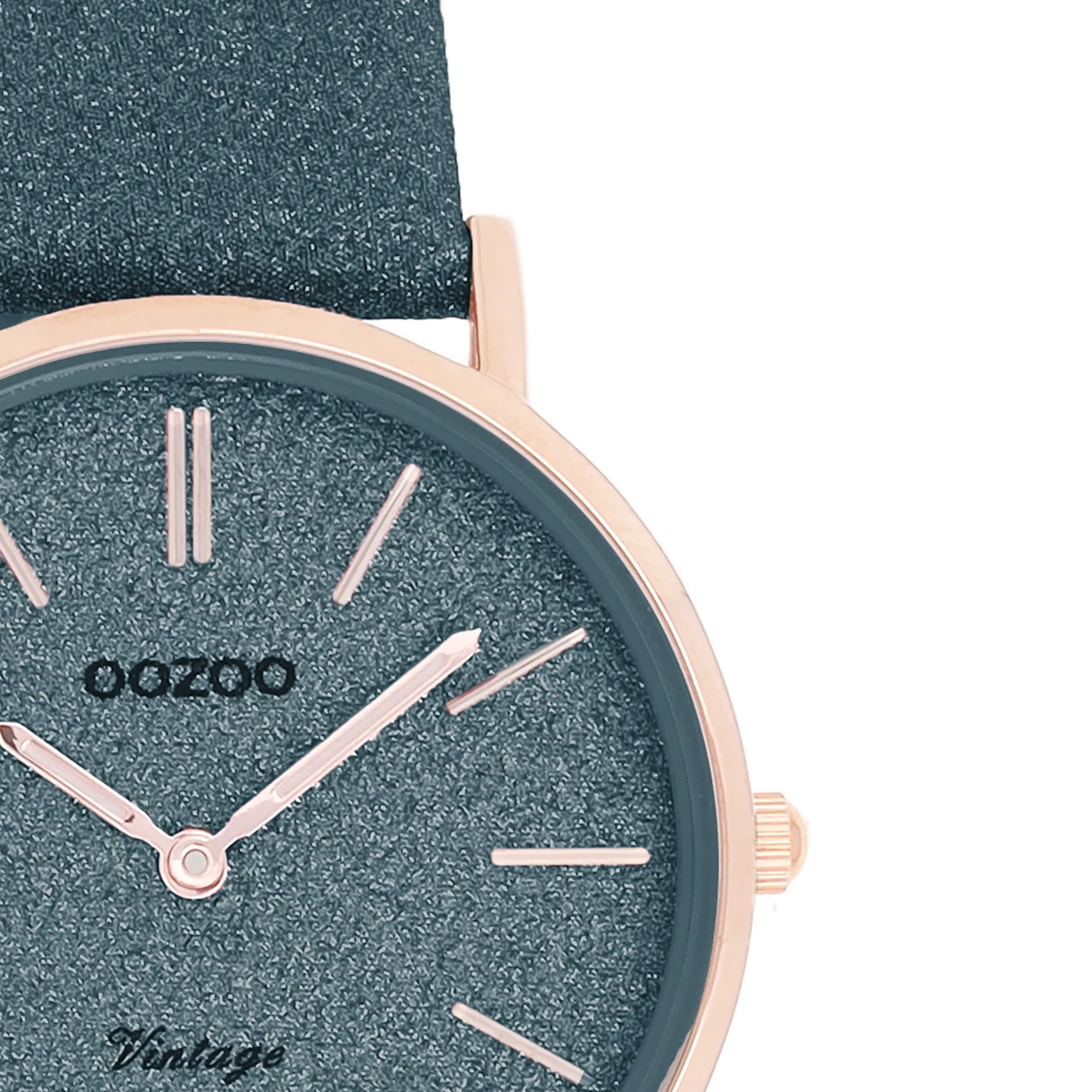 Rose gold coloured OOZOO watch with dark blue leather strap - C20203