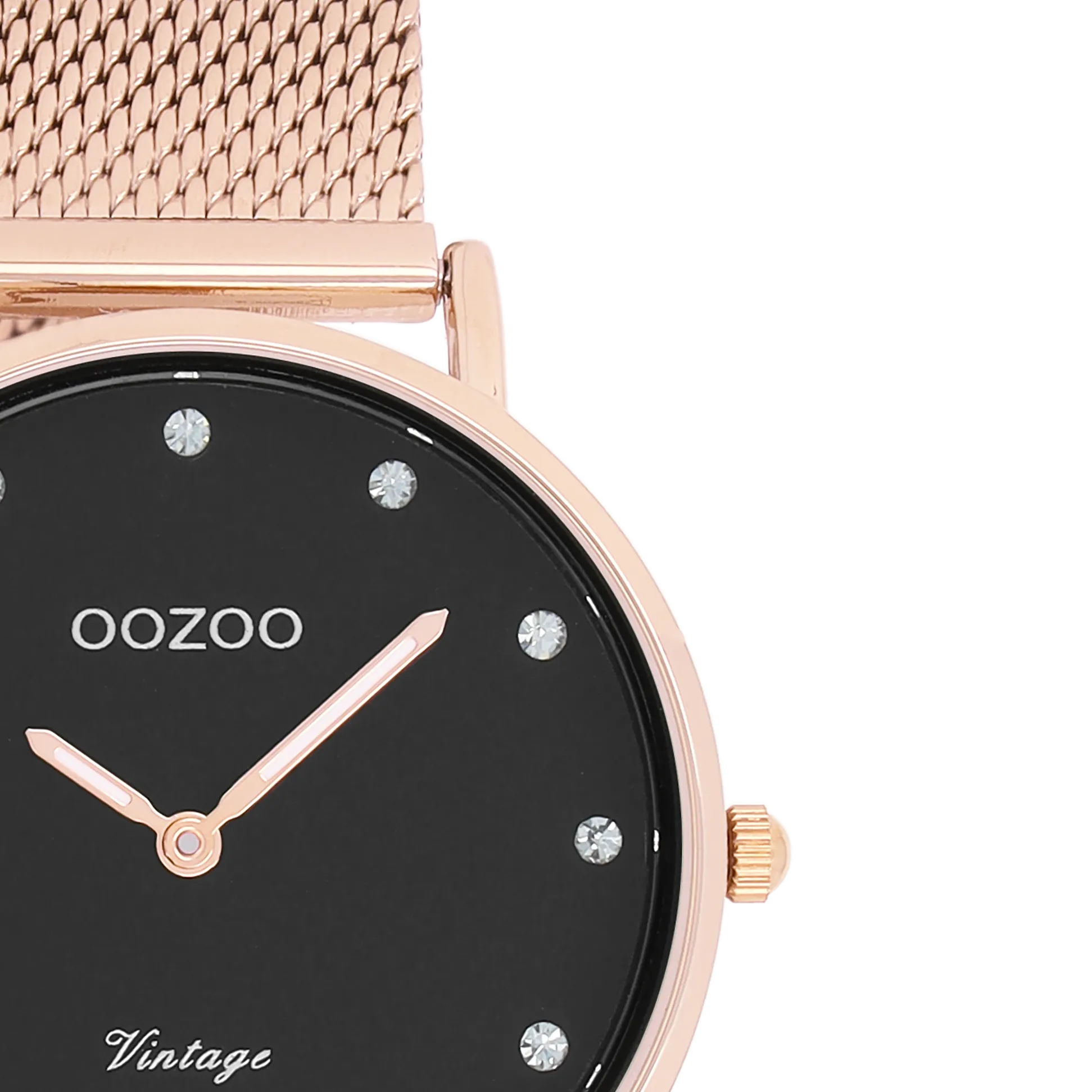 Rose gold coloured OOZOO watch with metal mesh bracelet - C20244