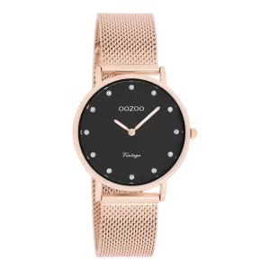 Rose gold coloured OOZOO watch with metal mesh bracelet - C20244