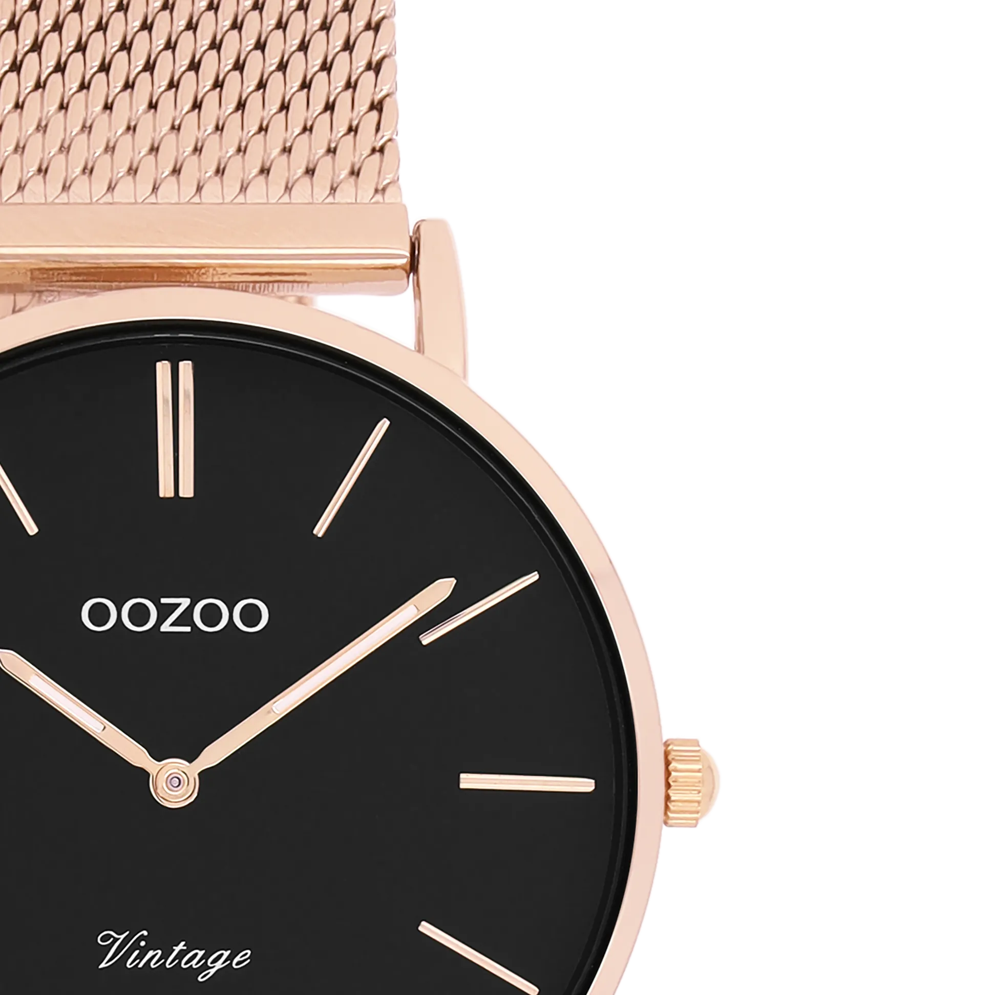 Rose gold coloured OOZOO watch with metal mesh bracelet - C9927
