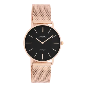 Rose gold coloured OOZOO watch with metal mesh bracelet - C9927