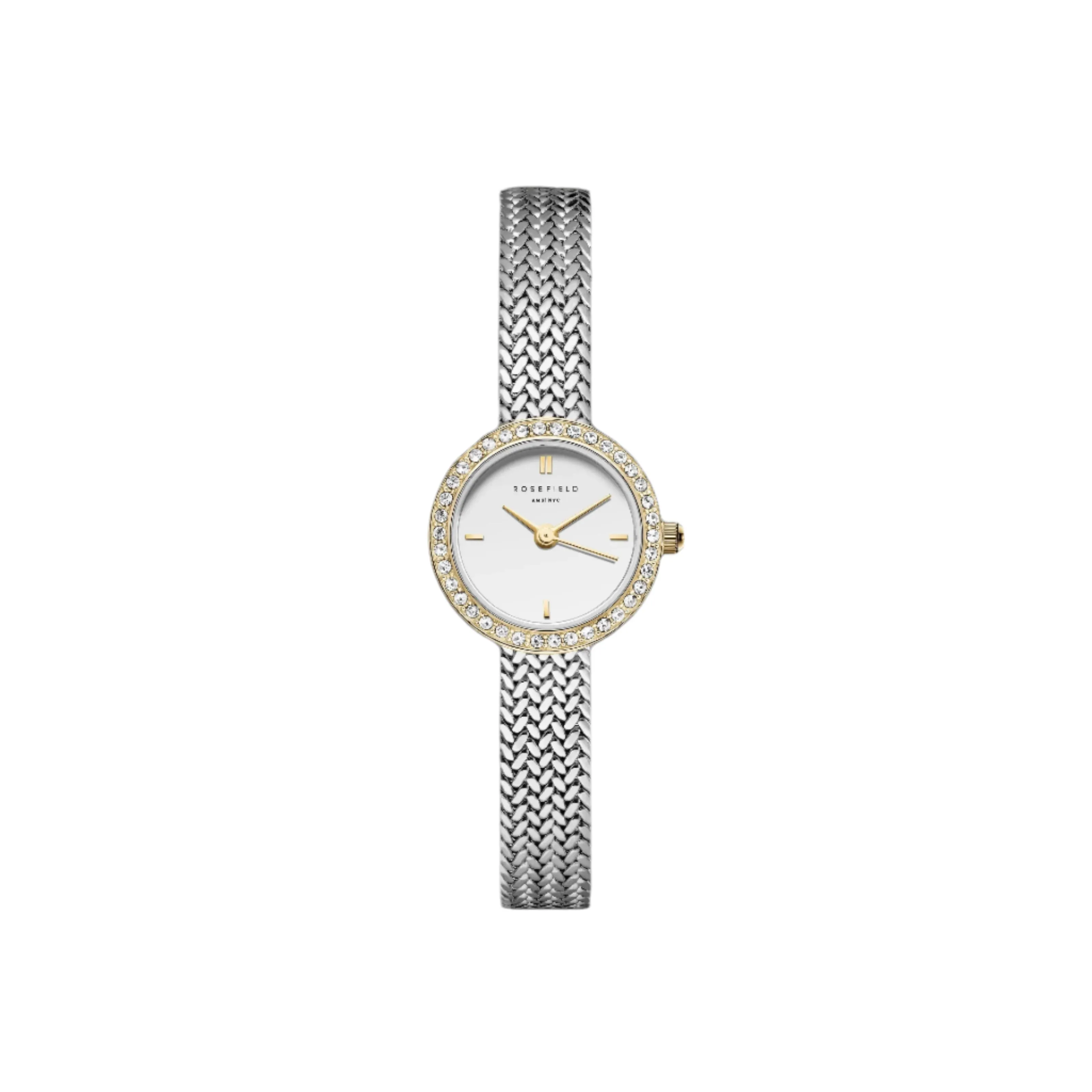 Rosefield Mini Small Edit Crystal White Dial Stainless Steel Watch MWSMG-M06