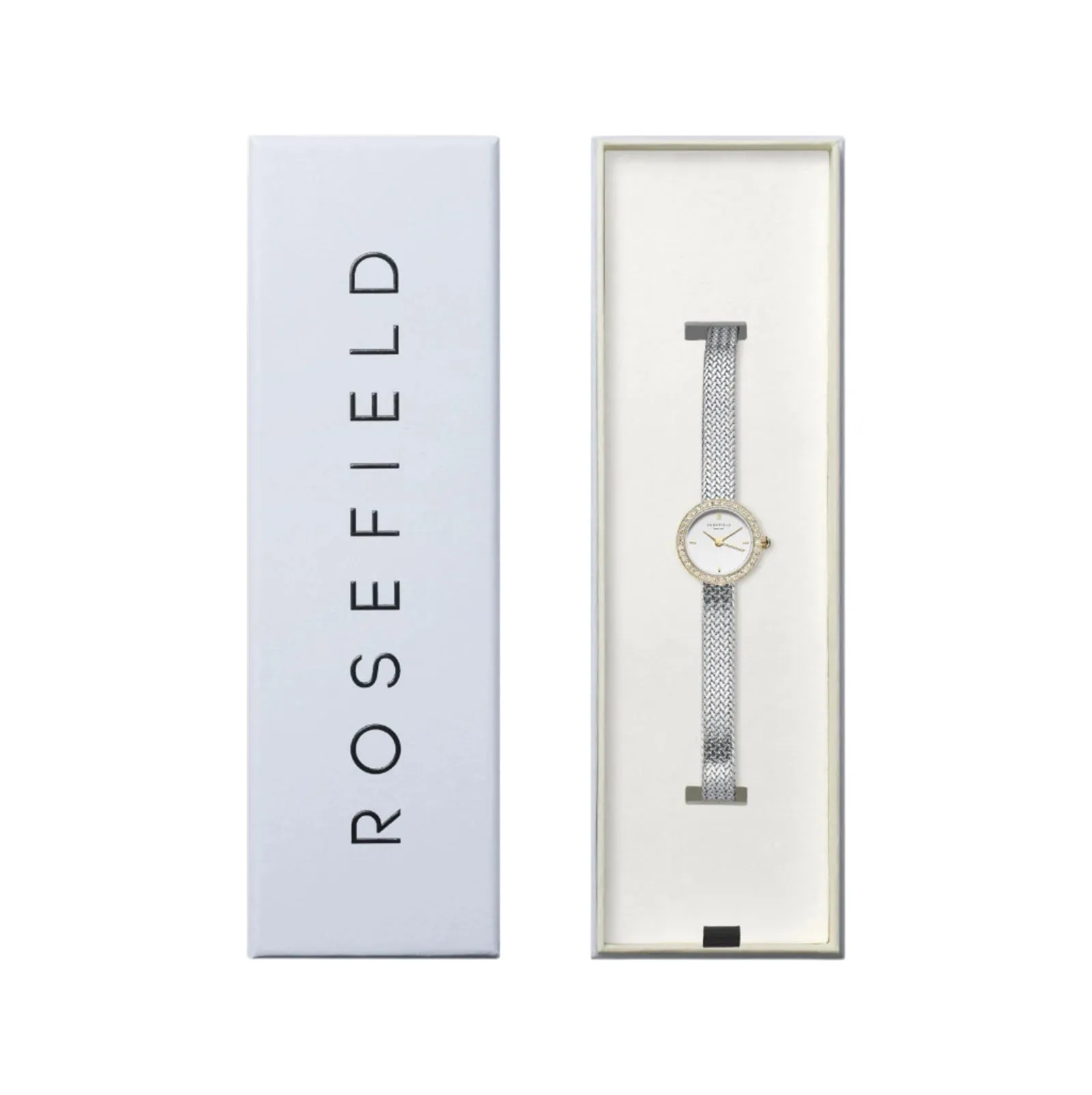 Rosefield Mini Small Edit Crystal White Dial Stainless Steel Watch MWSMG-M06