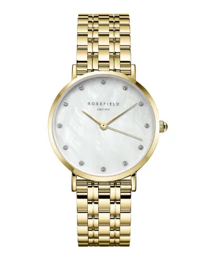 Rosefield The Upper East Side Crystals MOP Steel Gold Watch UWGSG-U31