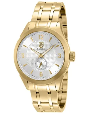 S.Coifman Mens Slim Dress Watch - Gold-Tone - Silver/White Dial - Bracelet