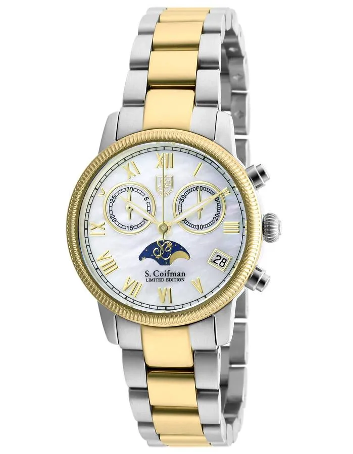 S.Coifman Womens LE Moon Phase Watch - Two-Tone - Mother of Pearl - Bracelet