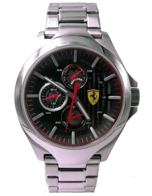 Scuderia Ferrari Aero Mens Watch - Stainless Steel - Black Chrono Dial -Bracelet