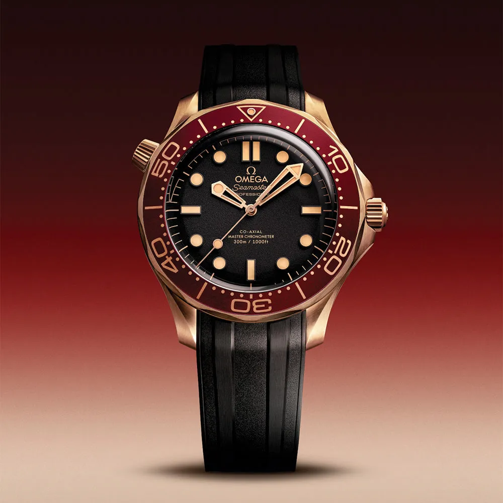 Seamaster Diver 300M Bronze Gold Co-Axial Master Chronometer 42mm - Black on Rubber Strap