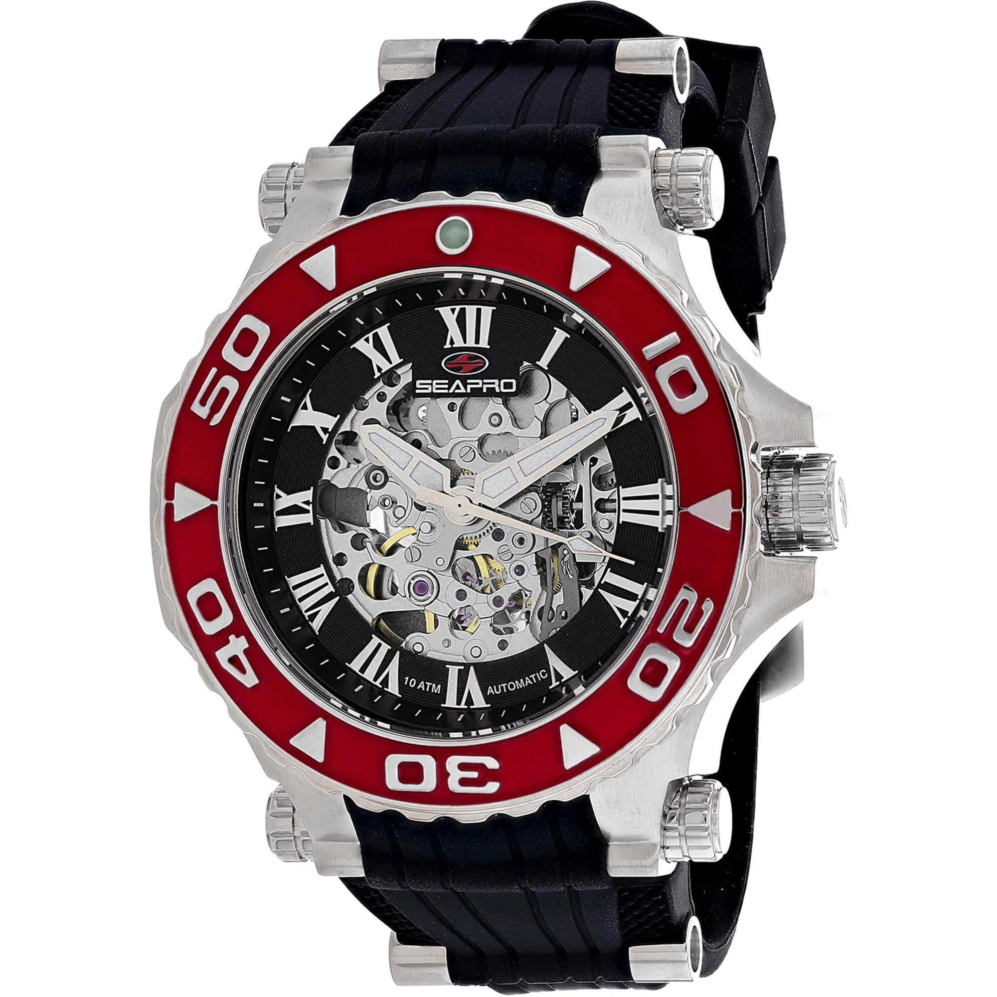 Seapro Men's Watch - Seaway Automatic Silver Tone Case Black Dial Strap | SP7751