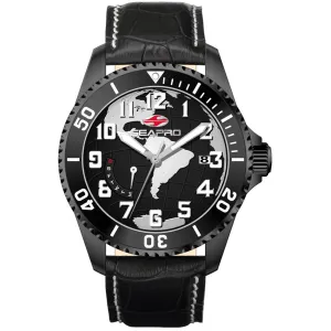 Seapro Men's Watch - Voyager Quartz Black Dial Leather Strap | SP2743