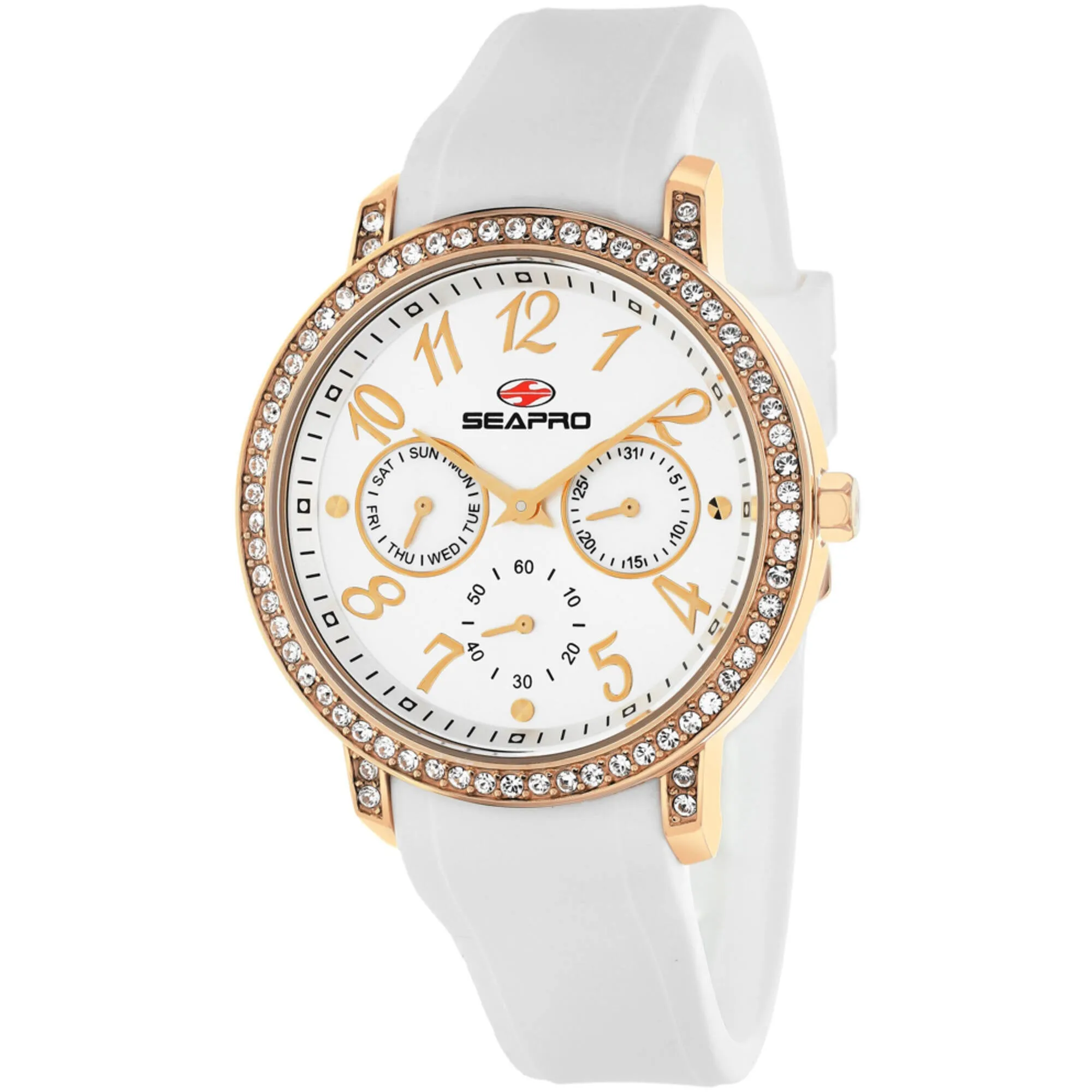 Seapro Women's Watch - Swell Quartz Silver Tone Dial White Rubber Strap | SP4412