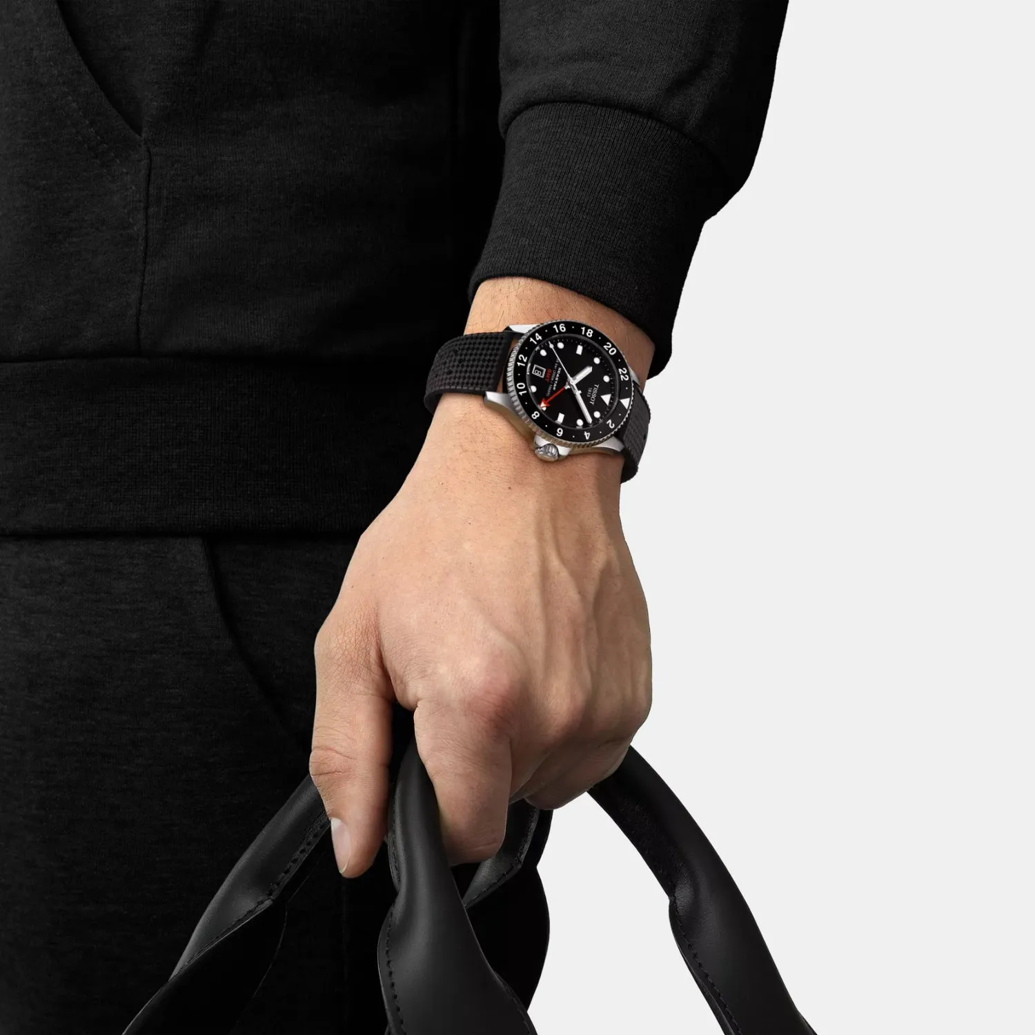 Seastar Men Quartz Black Dial Analog Rubber Watch T1208521705100