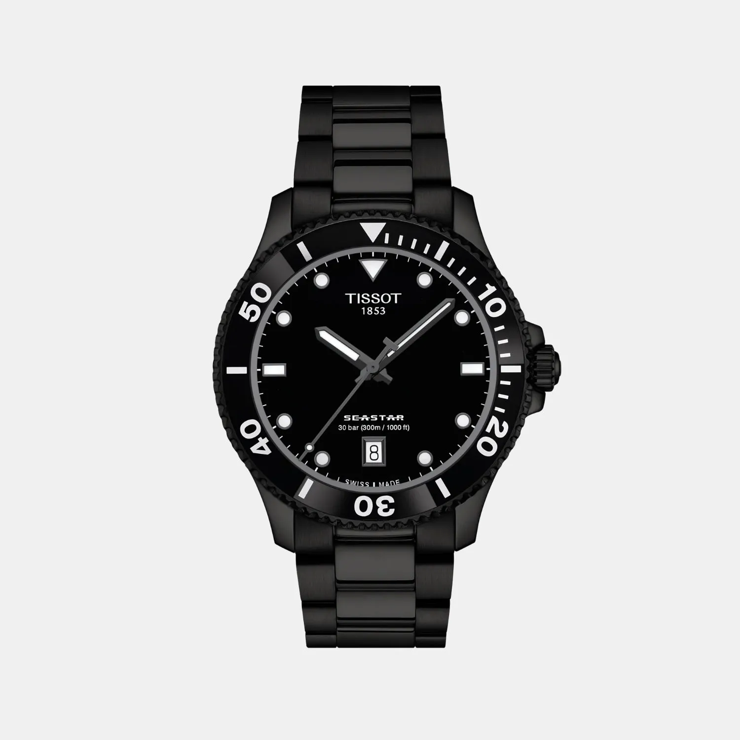 Seastar Men Quartz Black Dial Analog Stainless Steel Watch T1204103305100