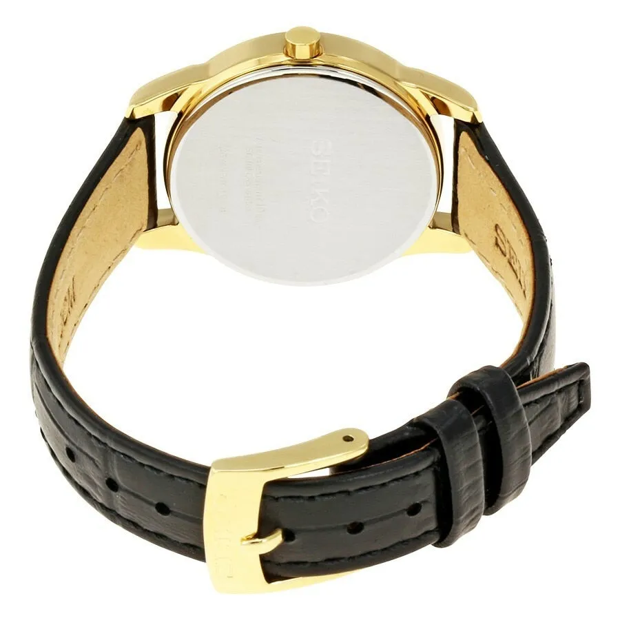 Seiko Black Dial Leather Womens Watch