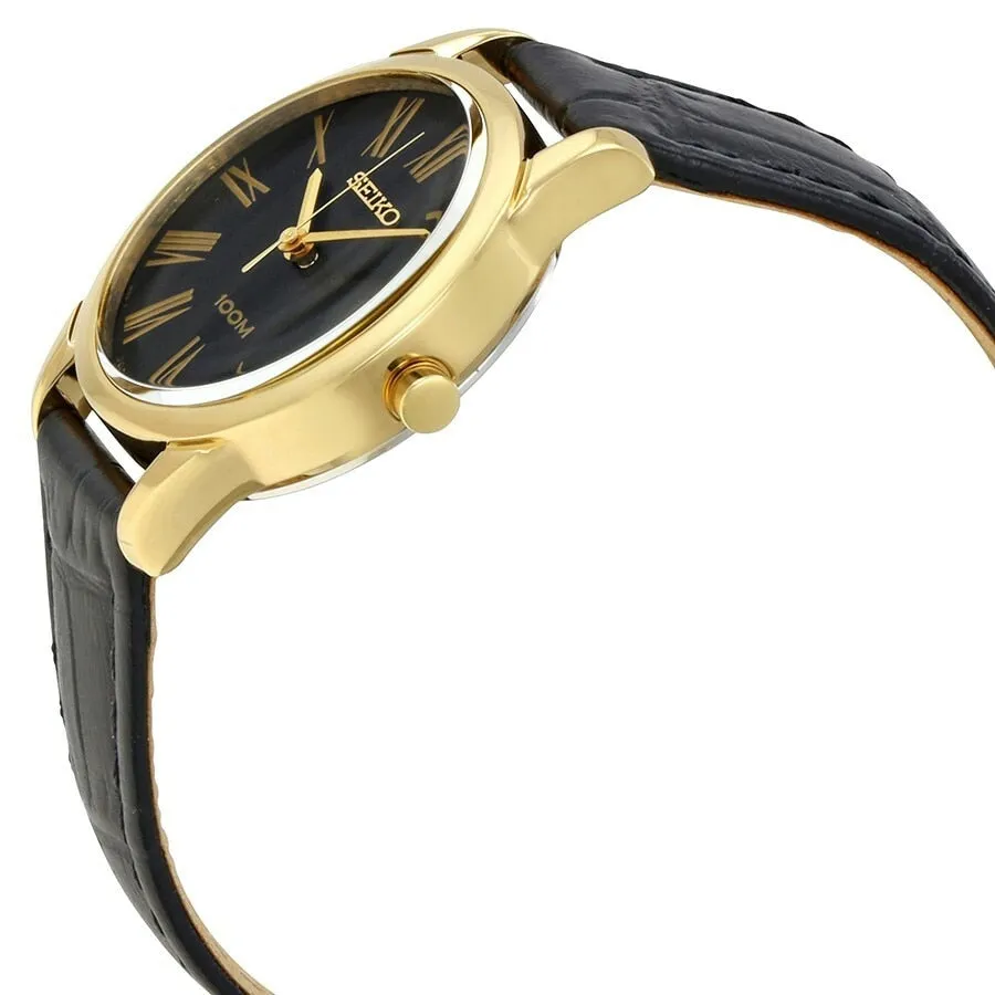 Seiko Black Dial Leather Womens Watch