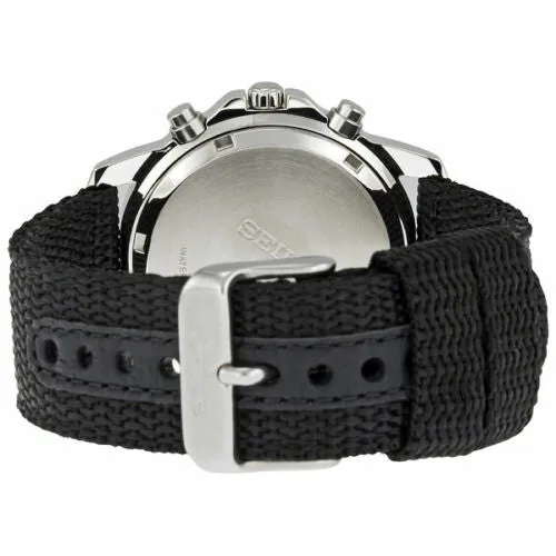 Seiko Chronograph Stainless Steel Cloth Strap Mens Watch
