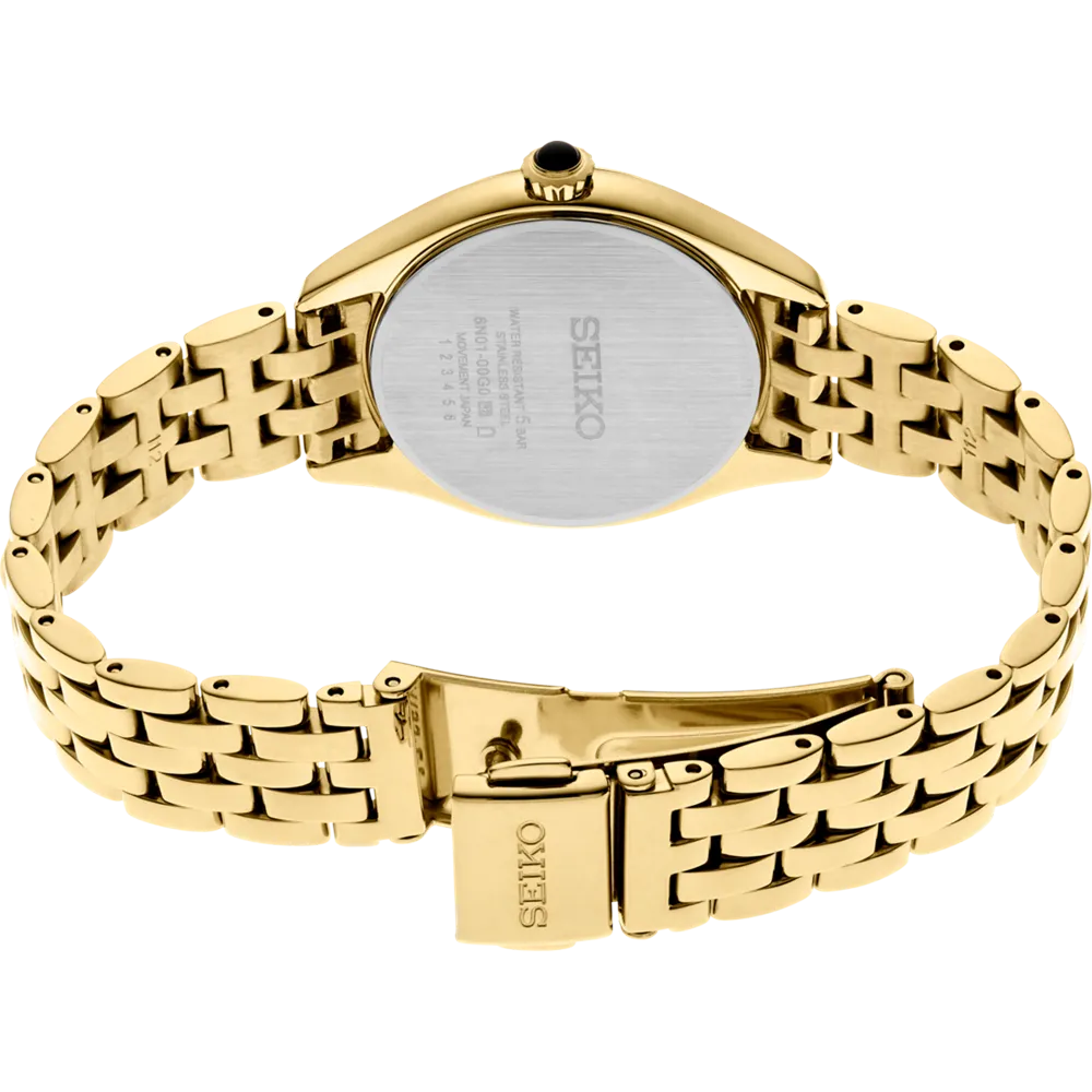 Seiko Conceptual Gold Stainless Steel Quartz White Dial Watch SUR538P