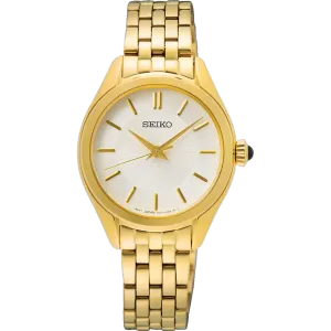 Seiko Conceptual Gold Stainless Steel Quartz White Dial Watch SUR538P