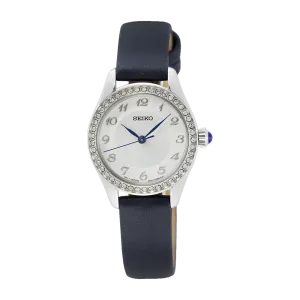 Seiko Ladies Daywear Silver Tone Leather Band Watch SUR385P2