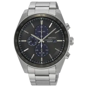Seiko Men's Chrono Watch - Discover More Black & Blue Dial Bracelet | SSC715P1
