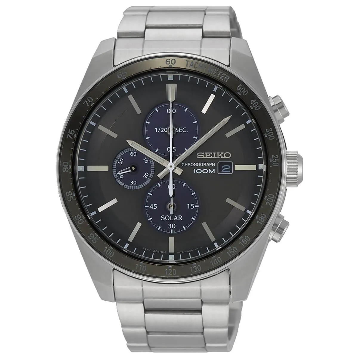Seiko Men's Chrono Watch - Discover More Black & Blue Dial Bracelet | SSC715P1