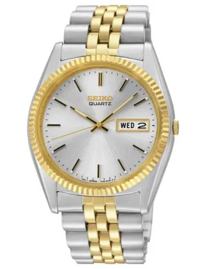 Seiko Mens Day/Date Dress Watch - Stainless and Gold Tone