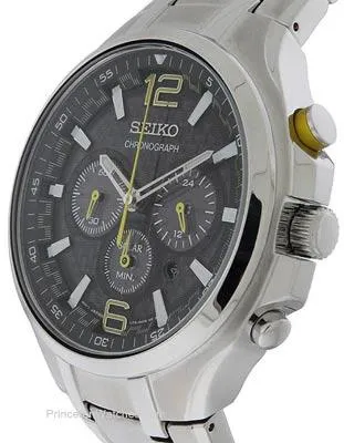 Seiko Mens Recraft Solar Sport Chronograph - Carbon Fiber Dial - Bracelet