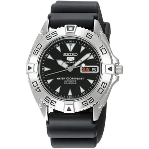 Seiko Men's Watch - 5 Sports Automatic Power Reserve Black Rubber Strap | SNZB33J2