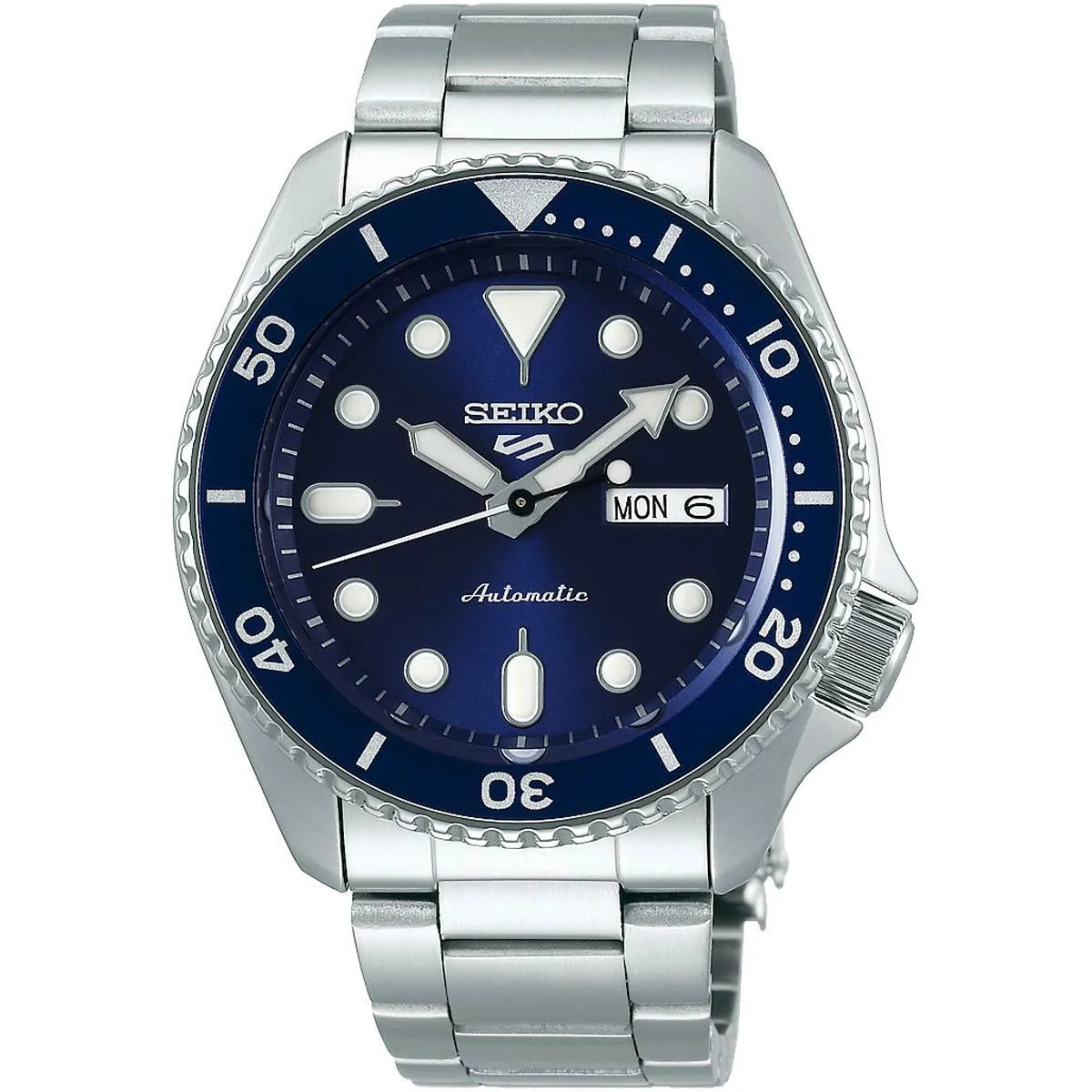 Seiko Men's Watch - 5 Sports Power Reserve Blue Dial Silver SS Bracelet | SRPD51K1