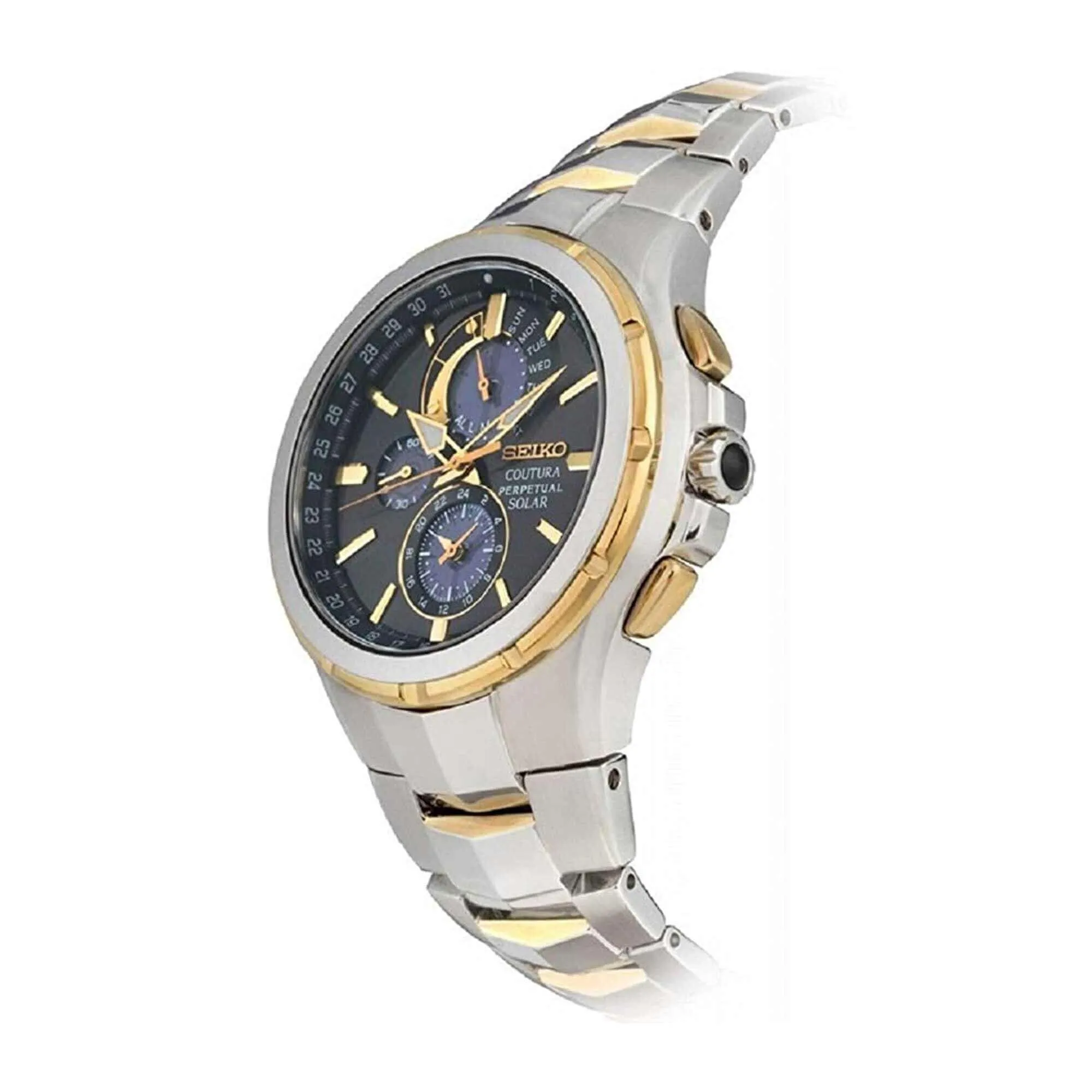 Seiko Men's Watch - Coutura Perpetual Calendar Black Dial Two Tone Bracelet | SSC376P9