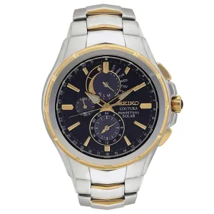 Seiko Men's Watch - Coutura Perpetual Calendar Black Dial Two Tone Bracelet | SSC376P9