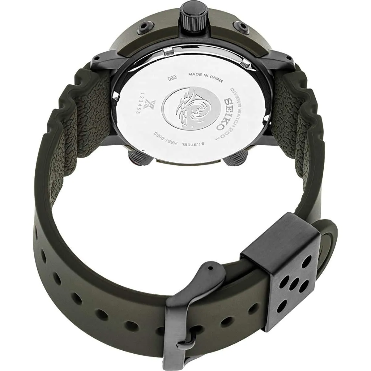Seiko Men's Watch - Prospex Analog Digital Dial Dark Green Silicone Strap | SNJ031P1