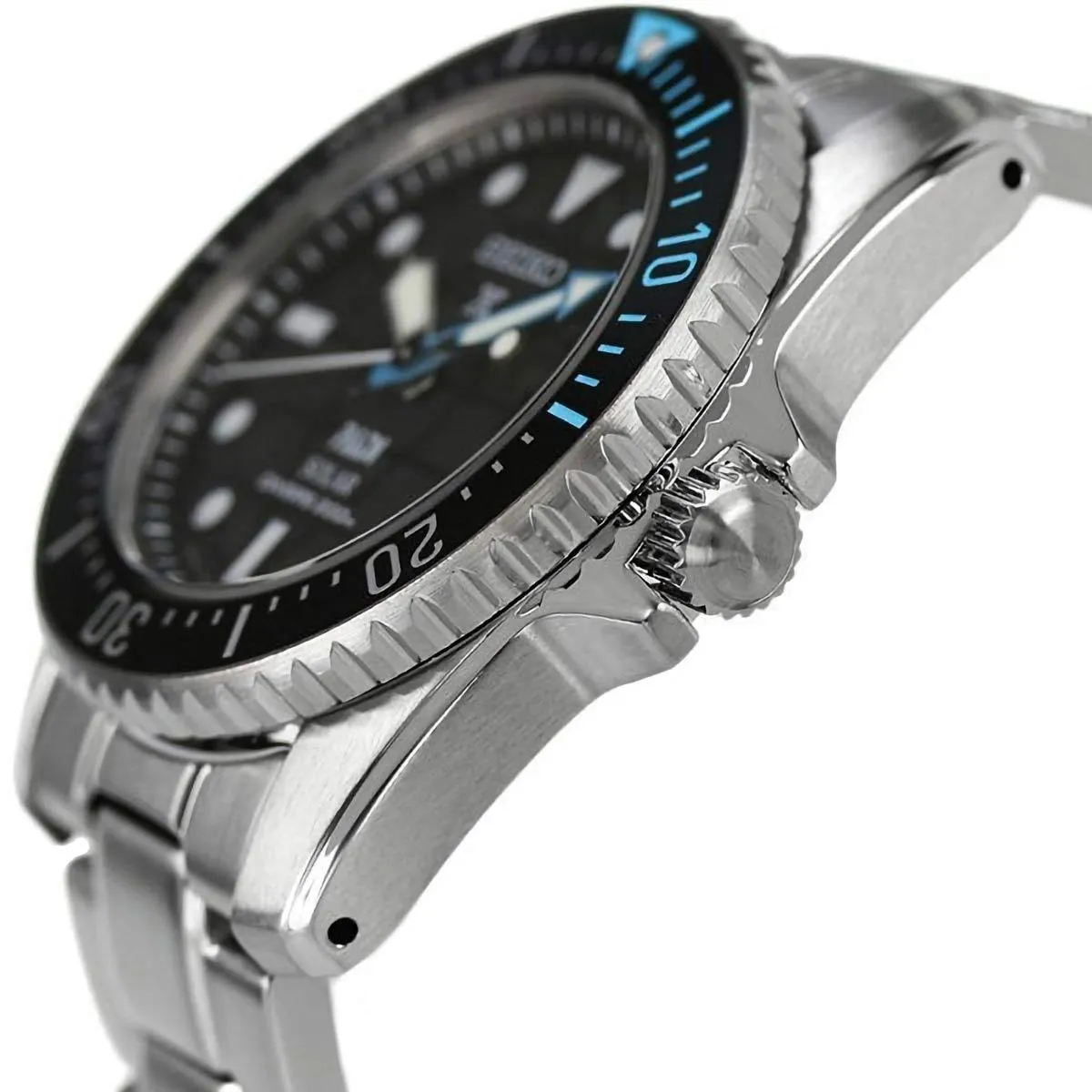 Seiko Men's Watch - Prospex Padi Solar Black Dial Bracelet Rotating Bezel | SNE575P1