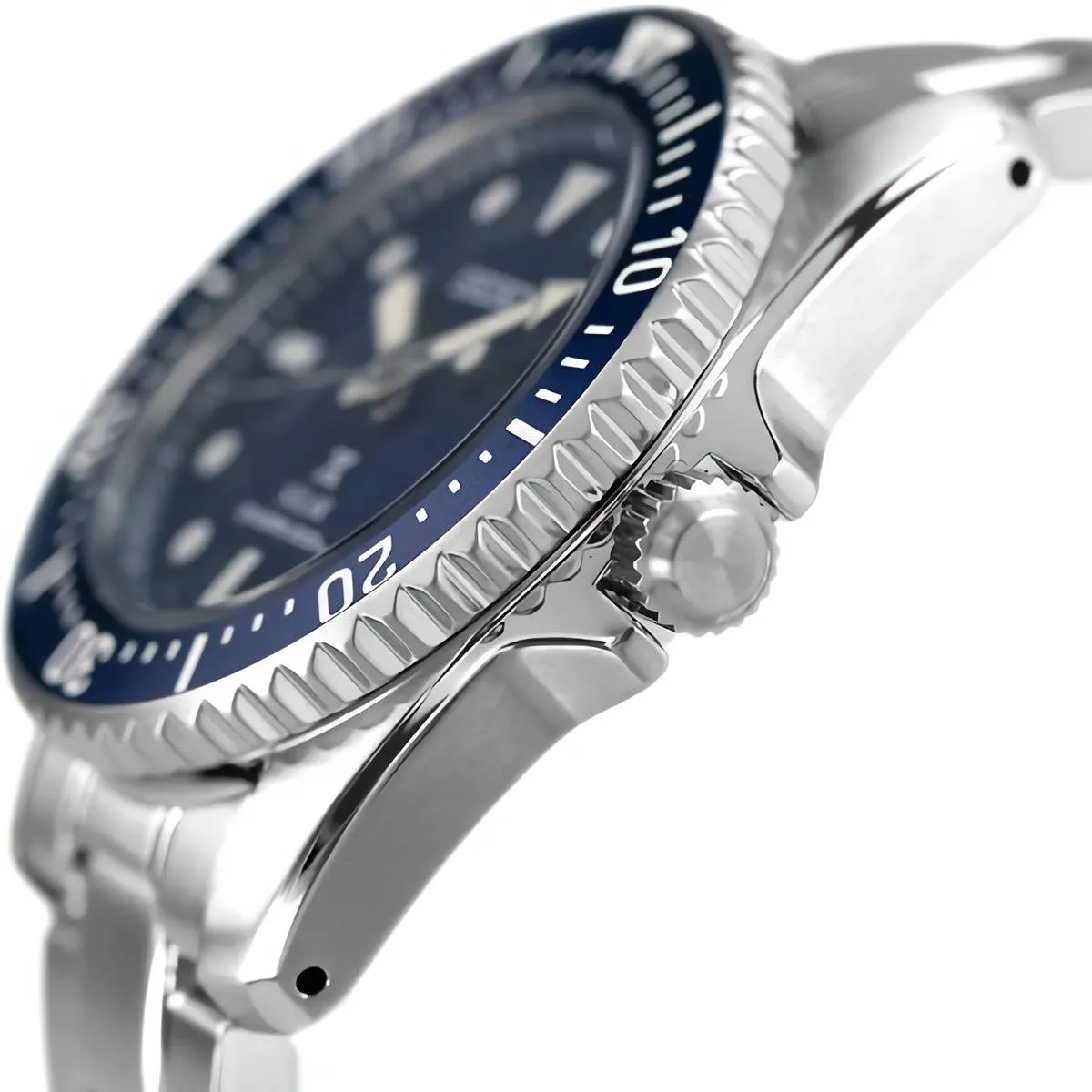 Seiko Men's Watch - Prospex Solar Blue Dial Steel Bracelet Rotating Bezel | SNE585P1
