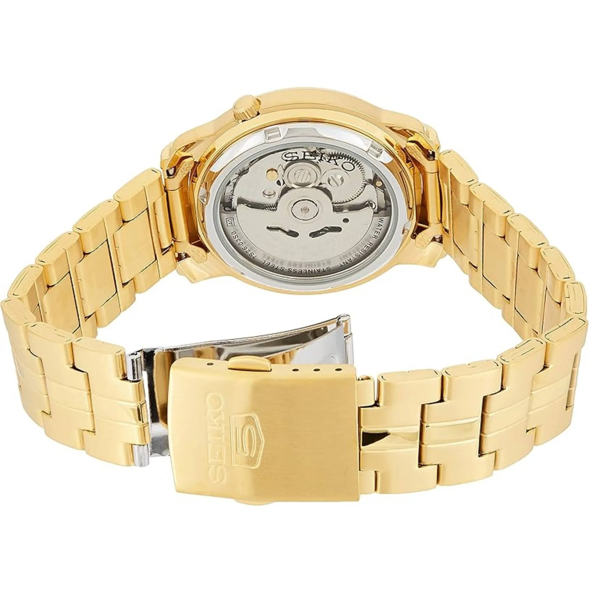 Seiko Men's Watch - Seiko 5 Automatic White Dial Yellow Gold Bracelet | SNKK84