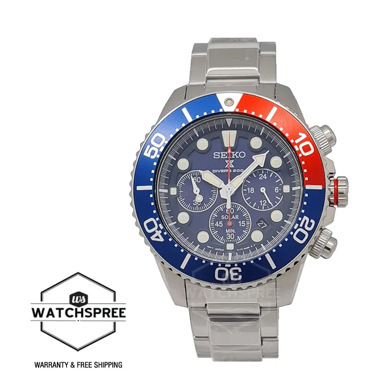 Seiko Prospex Diver's Solar Chronograph Silver Stainless Steel Band Watch SSC019P1 / SSC783P1 (LOCAL BUYERS ONLY)