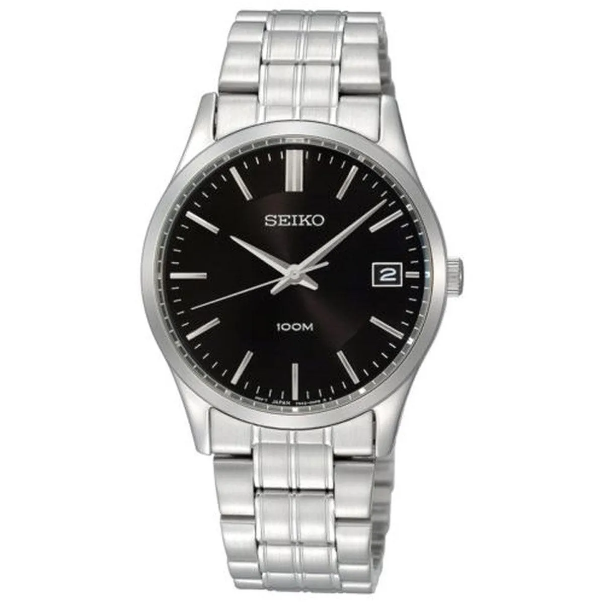 Seiko SGEF01 Men's Dress Black Dial Stainless Steel Bracelet Watch