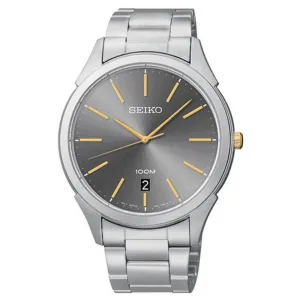 Seiko SGEG73 Men's Classic Grey Dial Stainless Steel Bracelet Quartz Watch