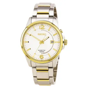 Seiko SKA672 Men's Core Silver Dial Two Tone Steel Power Reserve Kinetic Watch