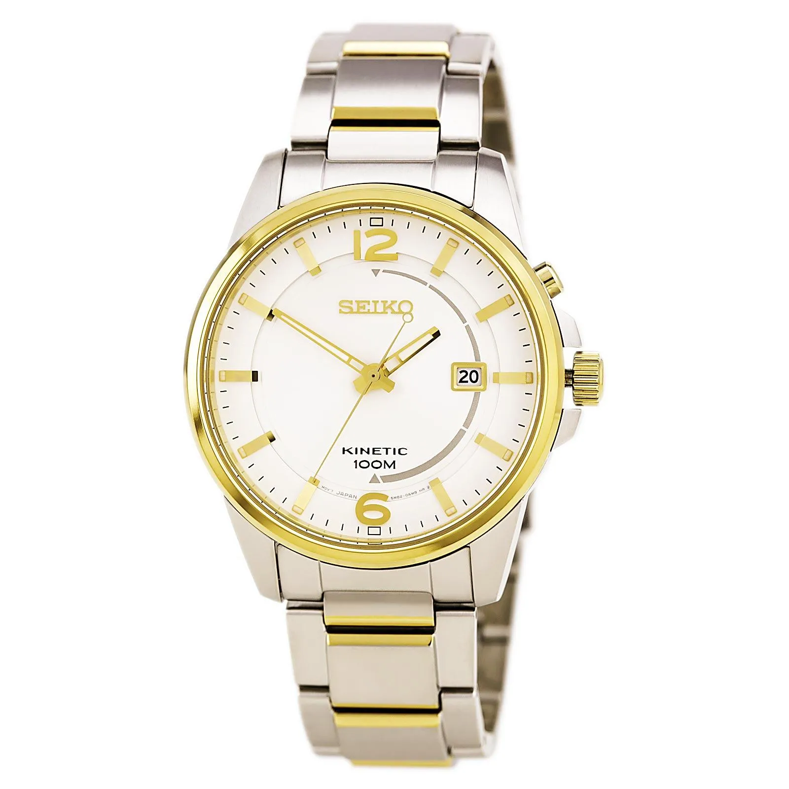Seiko SKA672 Men's Core Silver Dial Two Tone Steel Power Reserve Kinetic Watch