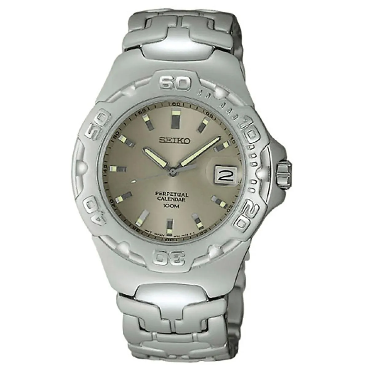 Seiko SLL183 Men's Gray Dial Steel Bracelet Perpetual Calendar Watch