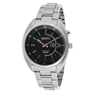 Seiko SMY119 Men's Kinetic Black Dial Stainless Steel Bracelet Watch