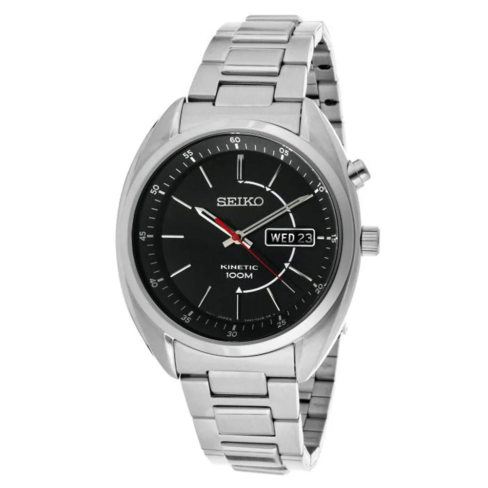 Seiko SMY119 Men's Kinetic Black Dial Stainless Steel Bracelet Watch