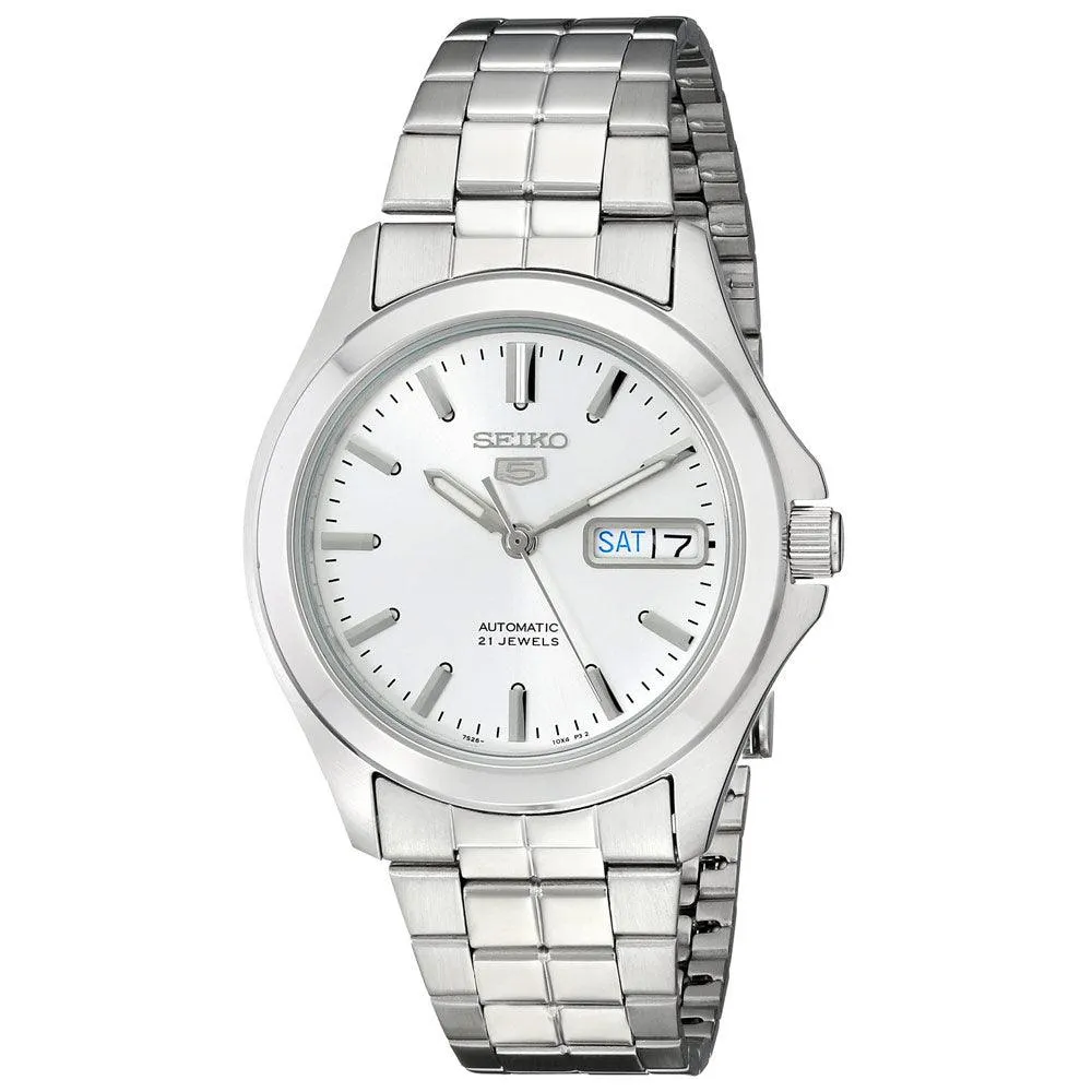 Seiko SNKK87 Men's Seiko 5 Automatic Silver Dial Stainless Steel Bracelet Watch