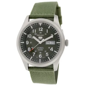Seiko SNZG09K1 Men's 5 Sport Green Dial Green Nylon Strap Automatic Watch