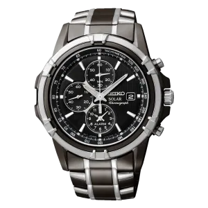 Seiko Solar Coutura Men's Chronograph Watch Black Dial SSC143