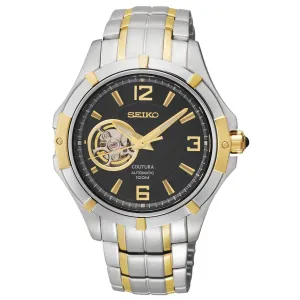 Seiko SRP318 Men's Coutura Semi Skeleton Black Dial Two Tone Steel Automatic Watch