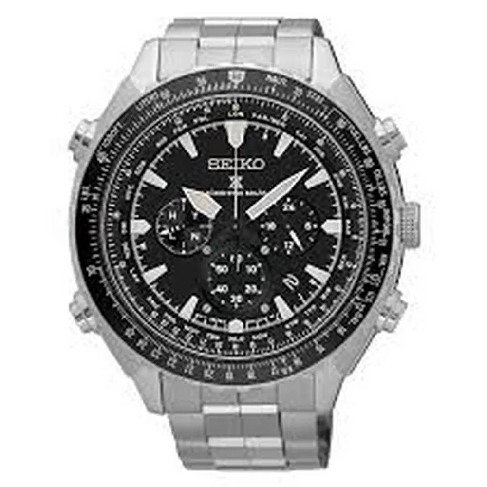 seiko SSG001P1 Prospex Men's Radio Sync Solar World Time Chronograph Watch