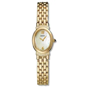 Seiko SUJD48 Women's Gold Tone Bracelet Mother of Pearl Dial Diamond Watch